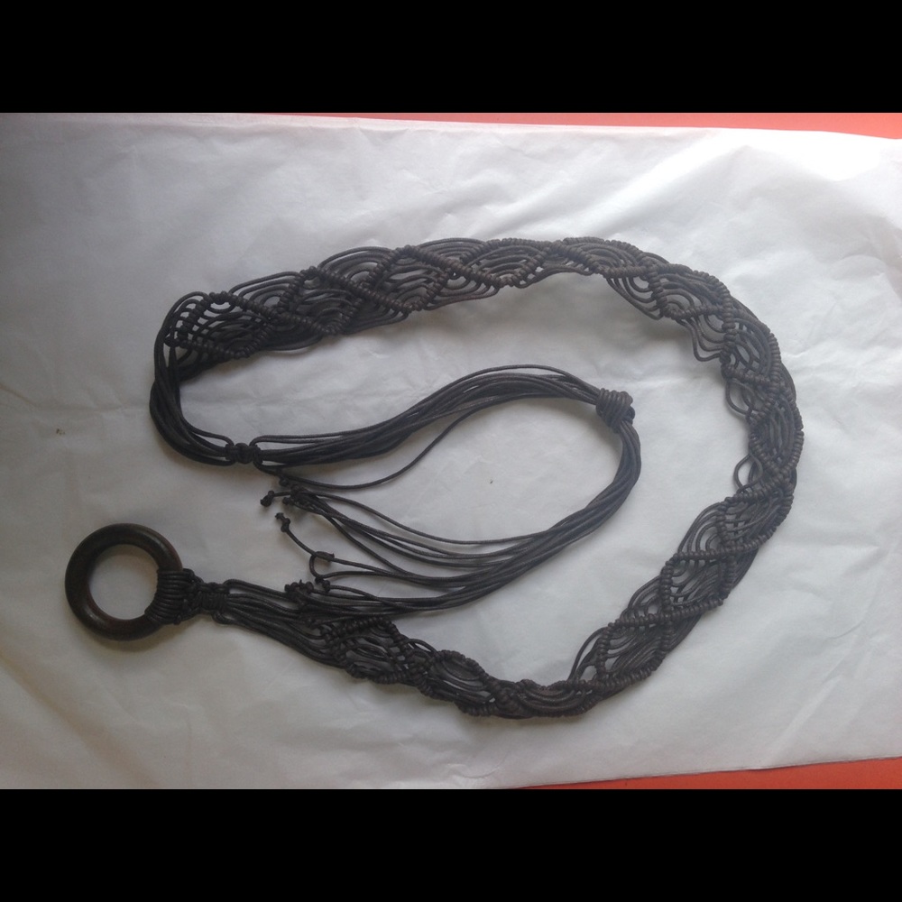 Vintage boho macrame knot weaved belt
